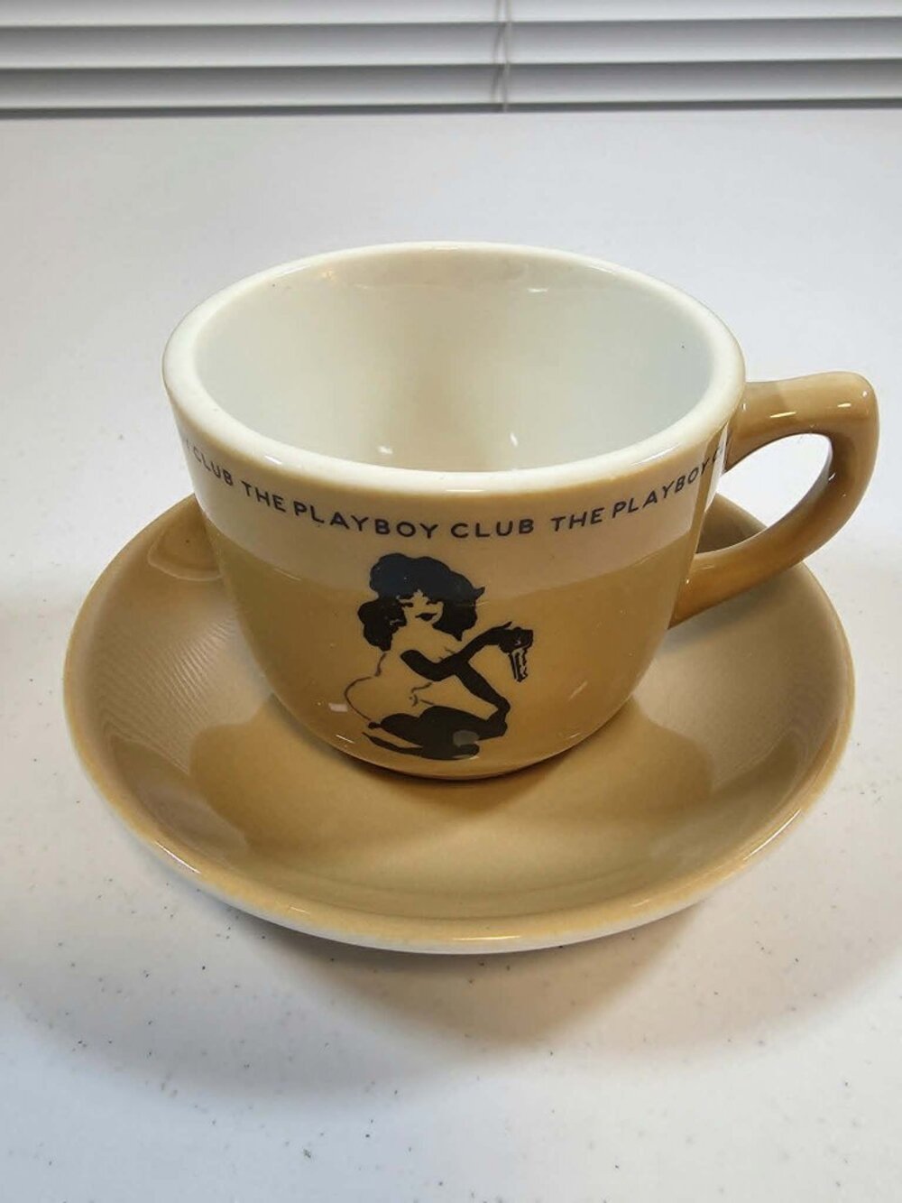 PLAYBOY ESPRESSO CUP & SAUCER JACKSON CHINA LEROY NEIMAN FEMLIN VINTAGE 1960's